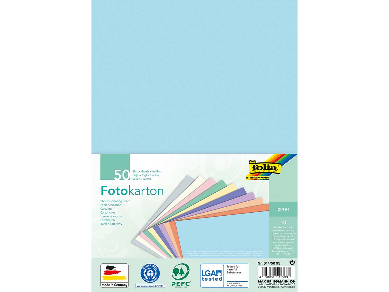 folia Fotokarton "Pastell" 300g/m², DIN A4, 50 Blatt