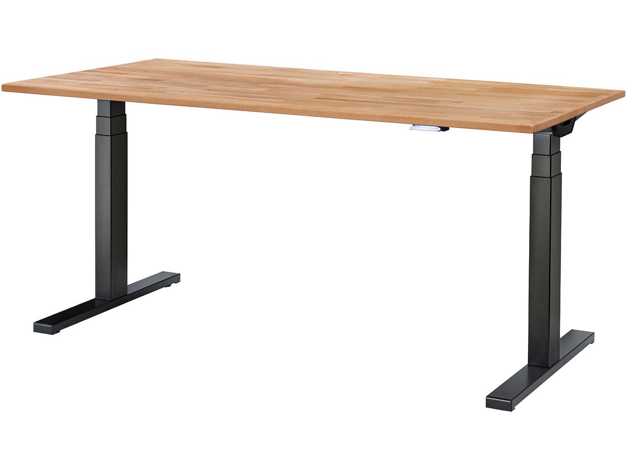 memo Höhenverstellbarer Schreibtisch "Sit-Up 3.0" schwarz, Buche massiv, 180 x 70 cm