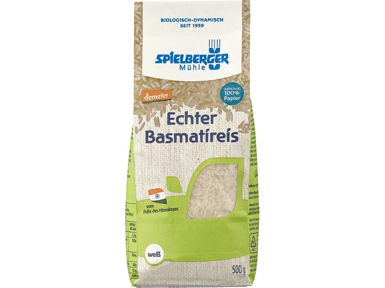 Spielberger Mühle Echter Bio-Basmatireis weiß, 500 g