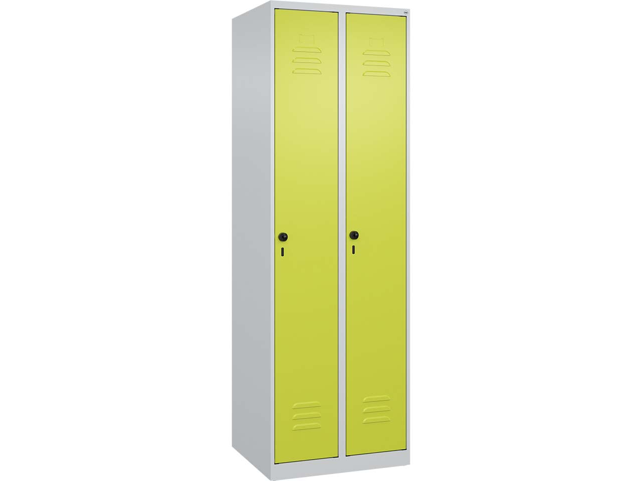 C+P Spind Classic PLUS, 2 Abteile, 1850x600x500mm, Lichtgrau/Clowngrün