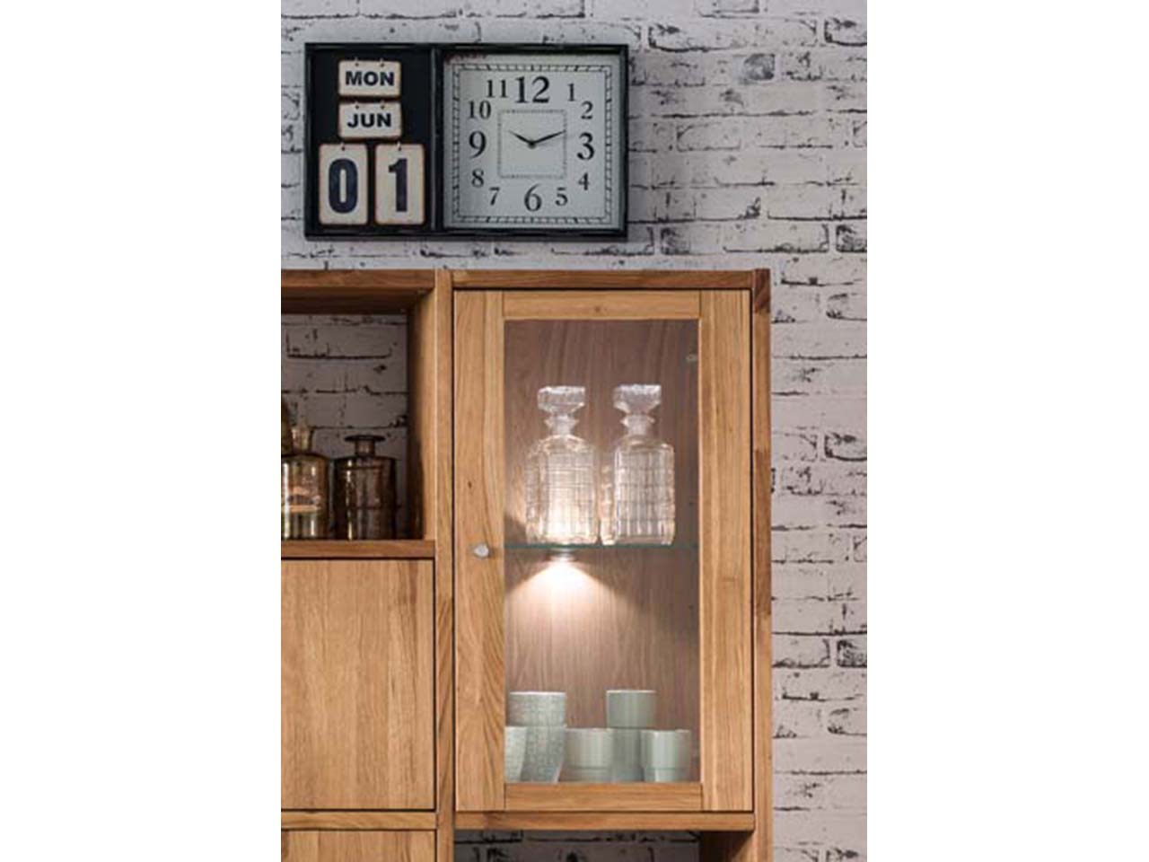 Glastür für Regal "Grid" inkl. Glasboden, Höhe 74 cm, Wildeiche geölt