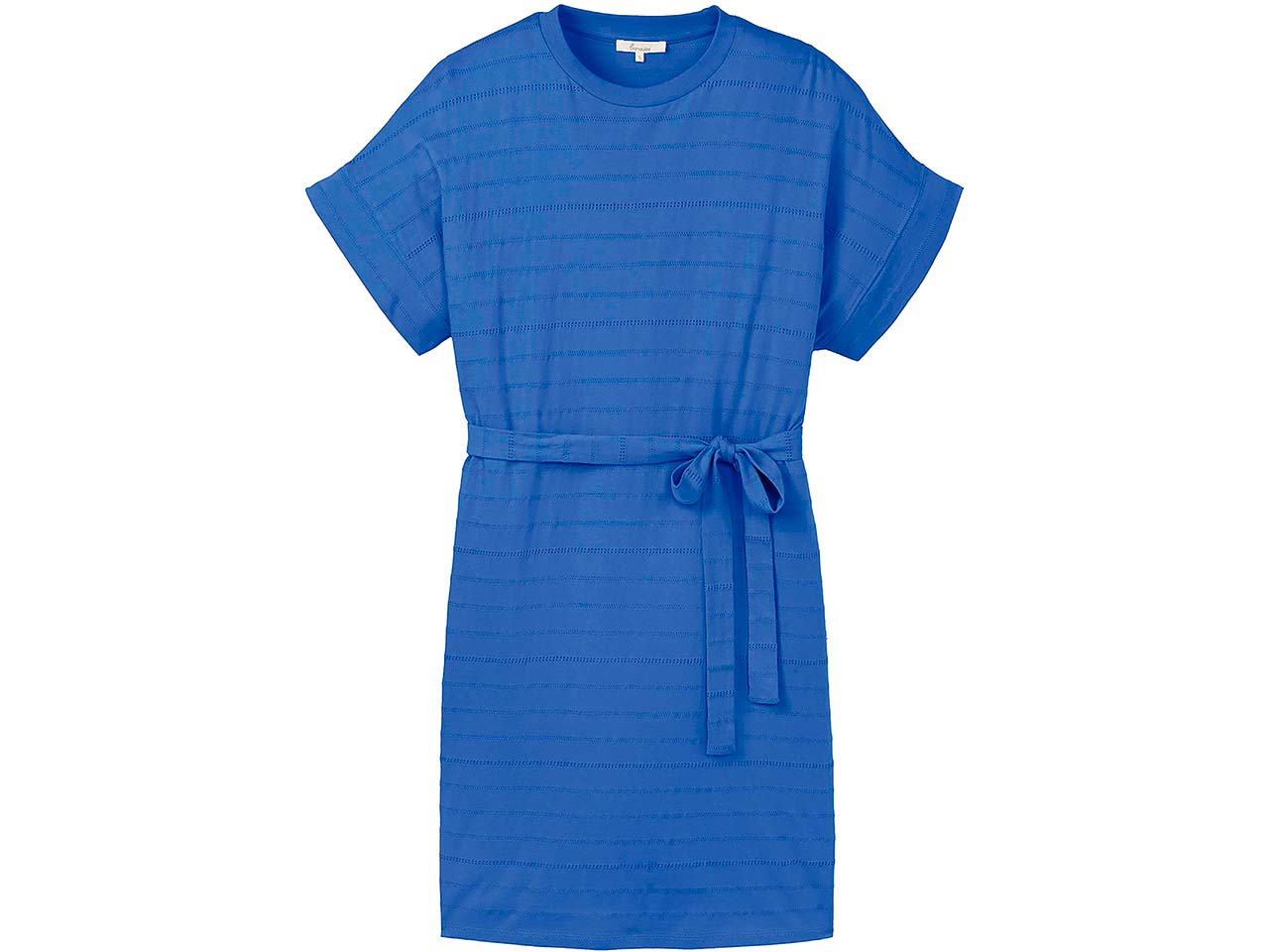 tranquillo Bio-Damen-Mini-Kleid aus Ajour-Jersey mit Taschen, dazzling blue, Gr. S