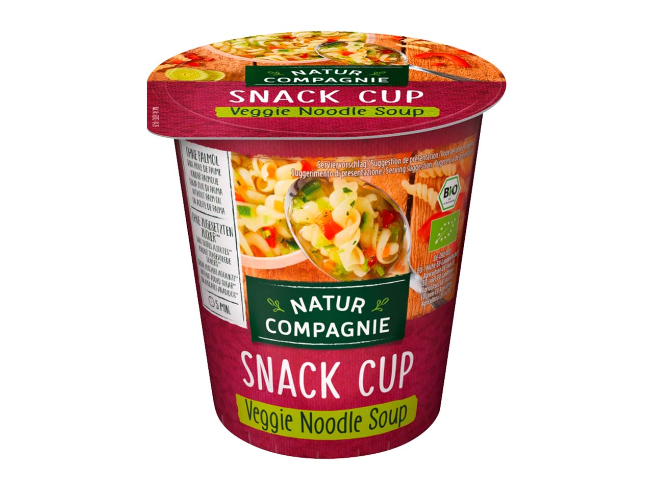 Natur Compagnie Vegetarische Bio-Gemüsesuppe mit Nudeln 'Snack Cup', 50 g