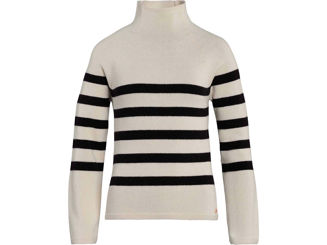 Living Crafts Bio-Damen-Pullover "Paloma" mit hohem Kragen, black/cream, Gr. XL